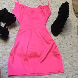 Pink satin mini dress